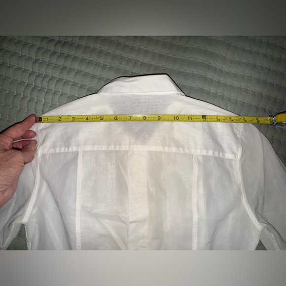 Dolce & Gabbana White Ruffle Button-Down Blouse no size tag.  See measurements - Picture 12 of 16